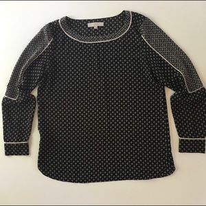 LOFT Black and White Patterned Blouse